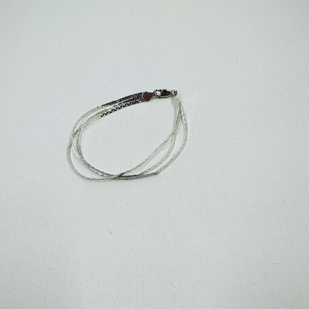 Vintage Italian 925 Sterling Silver Three Strand Flat Woven Bracelet
